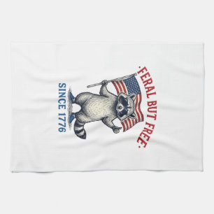 Wildes aber freies patriotisches Waschbär-Vintage- Geschirrtuch
