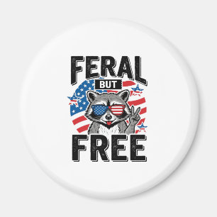 Wildes aber freies patriotisches Waschbär-Vintage- Magnet
