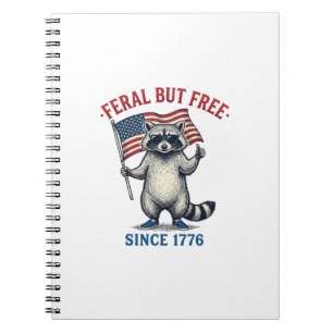 Wildes aber freies patriotisches Waschbär-Vintage- Notizblock
