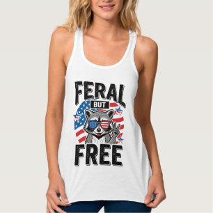 Wildes aber freies patriotisches Waschbär-Vintage- Tank Top