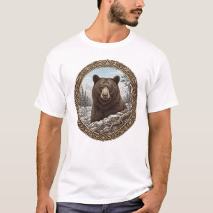 Wildes Bärenporträt Ziermedaillon T-Shirt
