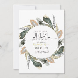 Wildes Brautparty | Feather Watercolor Circle Einladung