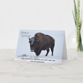 Wildes Buffalo Weihnachtsschnee nach Maß Feiertagskarte