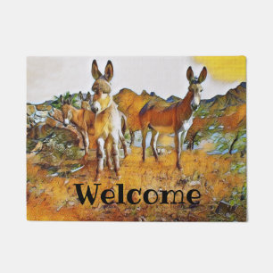 Wildes Burros-Willkommen Fußmatte