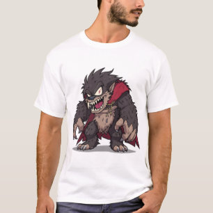 Wildes Cartoon-Monster-Werwolf-Grafik T-Shirt
