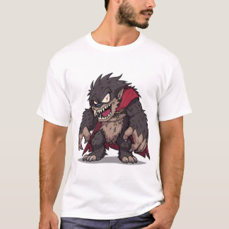 Wildes Cartoon-Monster-Werwolf-Grafik T-Shirt