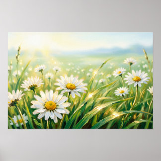Wildes Gänseblümchen-Feld Fine Art Druck – Poster