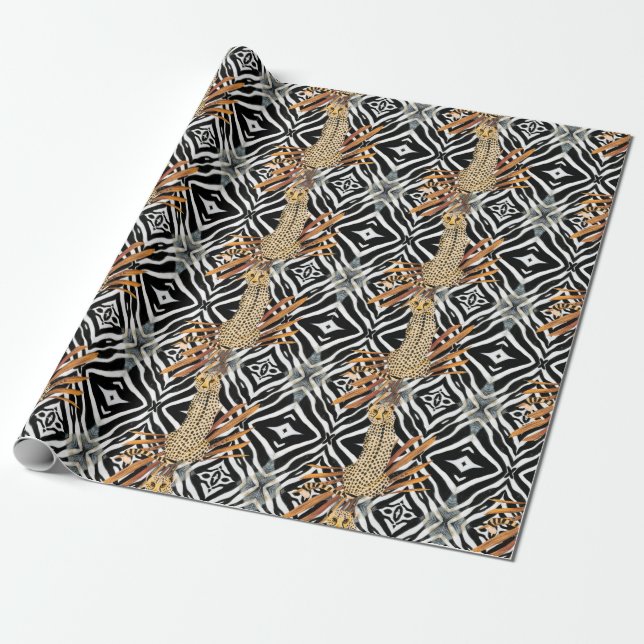 Wildes Gepäckpapier mit Gepard Geschenkpapier (Ungerollt)