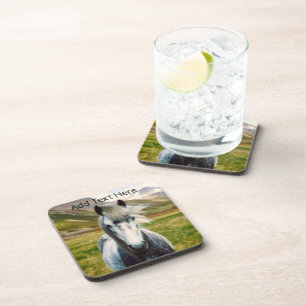 Wildes graues Pferd in den Bergen Getränkeuntersetzer