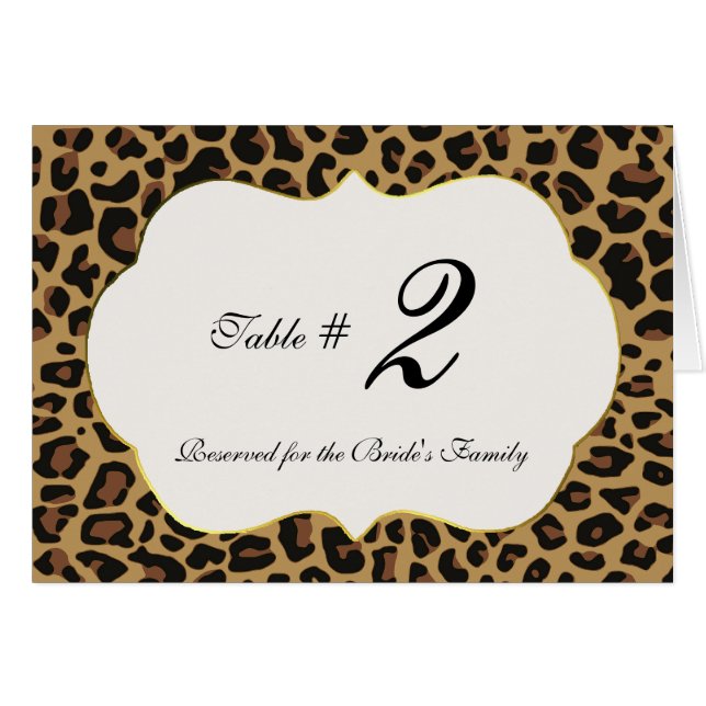 Wildes Jaguar-Muster-Wedding Tischnummer (Vorderseite (Horizontal))