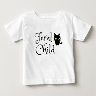 Wildes Kind mit schwarzer Katzengestaltung Baby T-shirt