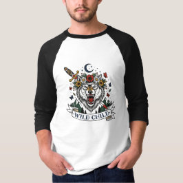 Wildes Kind Wolf Blumenkrone Dolch Tattoo Flash F T-Shirt