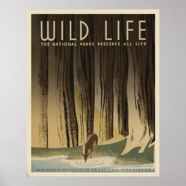 Wildes Leben Die Nationalparks WPA Vintage Poster (Vorne)