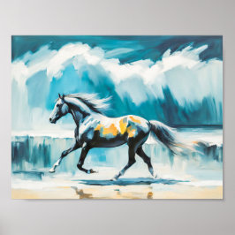 Wildes Pferd am Ufer Poster