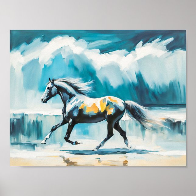 Wildes Pferd am Ufer Poster (Vorne)