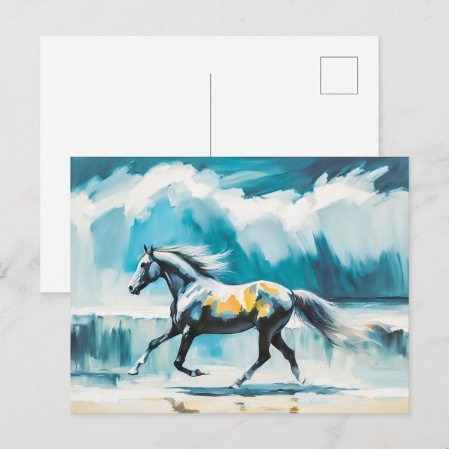 Wildes Pferd am Ufer Postkarte (Vorne/Hinten)