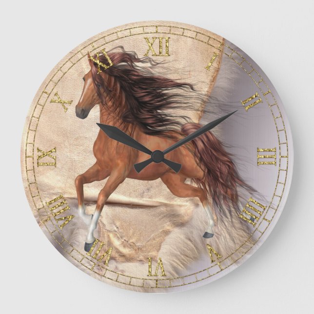 Wildes Pferd an der Schafspelzhalle Große Wanduhr (Vorderseite)