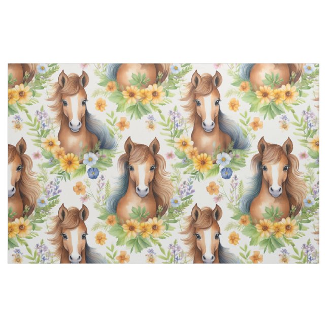 Wildes Pferd blühende Mandelbäume Stoff (Fat Quarter (45,7 x 55,9 cm))