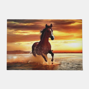 Wildes Pferd durch Surfen galoppieren Fußmatte