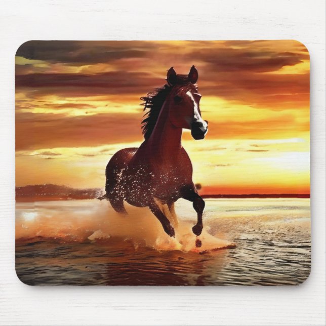 Wildes Pferd durch Surfen galoppieren Mousepad (Vorne)