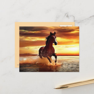Wildes Pferd durch Surfen galoppieren Postkarte