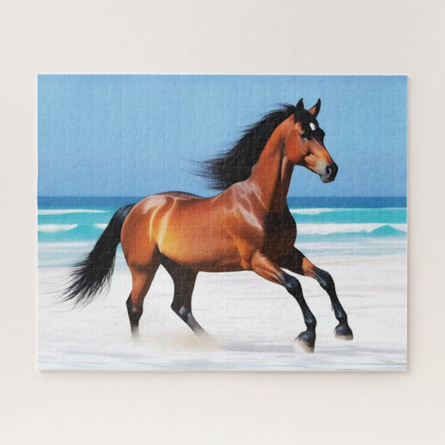 Wildes Pferd Galloping am Strand Puzzle (Horizontal)