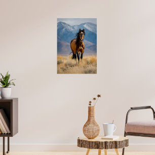 Wildes Pferd im Gebirge Poster