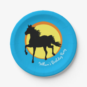 Wildes Pferd im Sonnenuntergang (Party-Teller) Pappteller