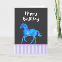 Wildes Pferd in Blau und Lila Wasserfarbe