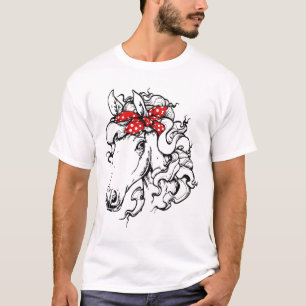 Wildes Pferd mit Bandana Cooles Reitgeschenk T-Shirt