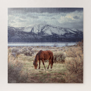 Wildes Pferd: Nevada Winterlandschaft. Puzzle