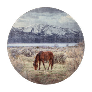 Wildes Pferd: Nevada Winterlandschaft. Schneidebrett