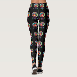 WILDES PFERDEtraum-FÄNGER-REGENBOGEN FÄRBT FEDERN Leggings