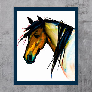Wildes Pony Aquarell Pferd Poster