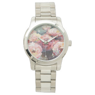 Wildes Rosa-Rosen Armbanduhr
