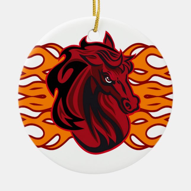 Wildes rotes Mustangpferd Keramik Ornament (Vorne)