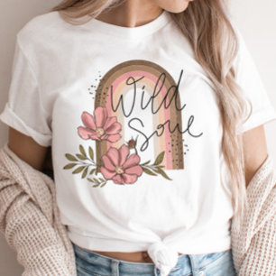 Wildes Soul Modern Boho Rainbow Floral T-Shirt