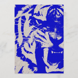 wildes Tier des Grunge abstrakter blauer Vintager Einladung
