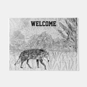 Wildes Tier-Kunst-Wolf-Willkommen Fußmatte