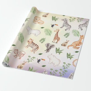Wildes Tier mit Dschungelbaum-Muster Geschenkpapier