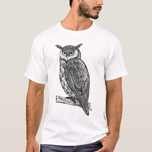 Wildes Totem-Tiereulen-Gekritzel T-Shirt (Vorderseite)