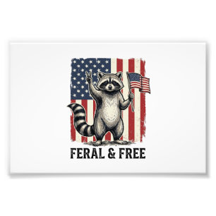 Wildes und freies patriotisches Waschbär-Vintage-S Fotodruck