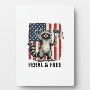 Wildes und freies patriotisches Waschbär-Vintage-S Fotoplatte