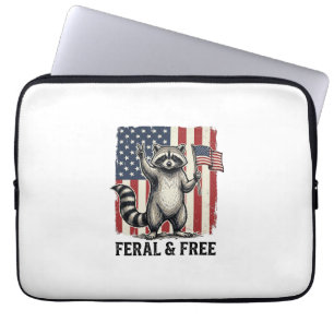 Wildes und freies patriotisches Waschbär-Vintage-S Laptopschutzhülle