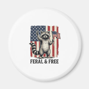 Wildes und freies patriotisches Waschbär-Vintage-S Magnet