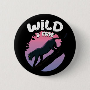 Wildes und freies Schwarzpanther-Dschungeltier Button