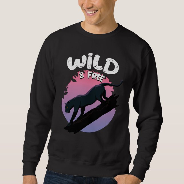 Wildes und freies Schwarzpanther-Dschungeltier Sweatshirt (Vorderseite)