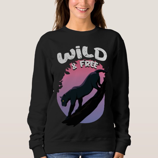 Wildes und freies Schwarzpanther-Dschungeltier Sweatshirt (Vorderseite)