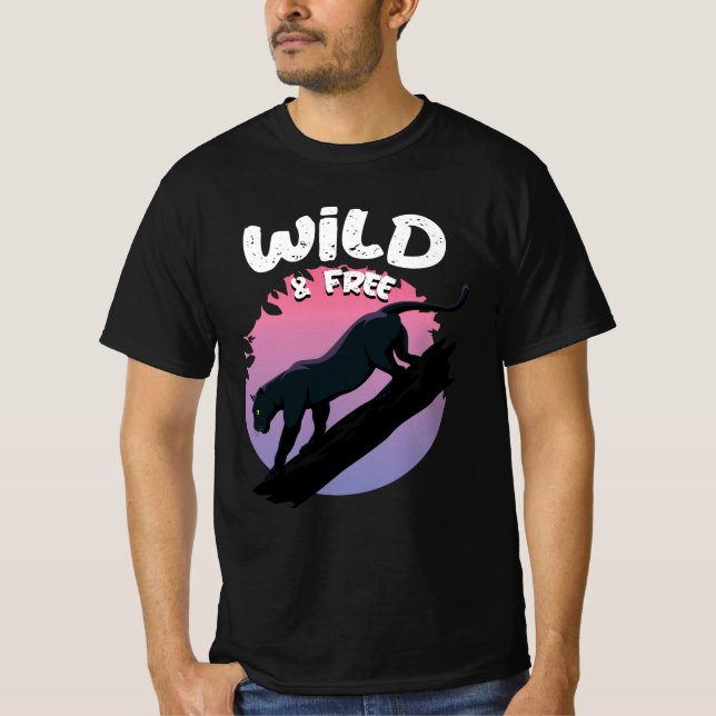 Wildes und freies Schwarzpanther-Dschungeltier T-Shirt (Vorderseite)