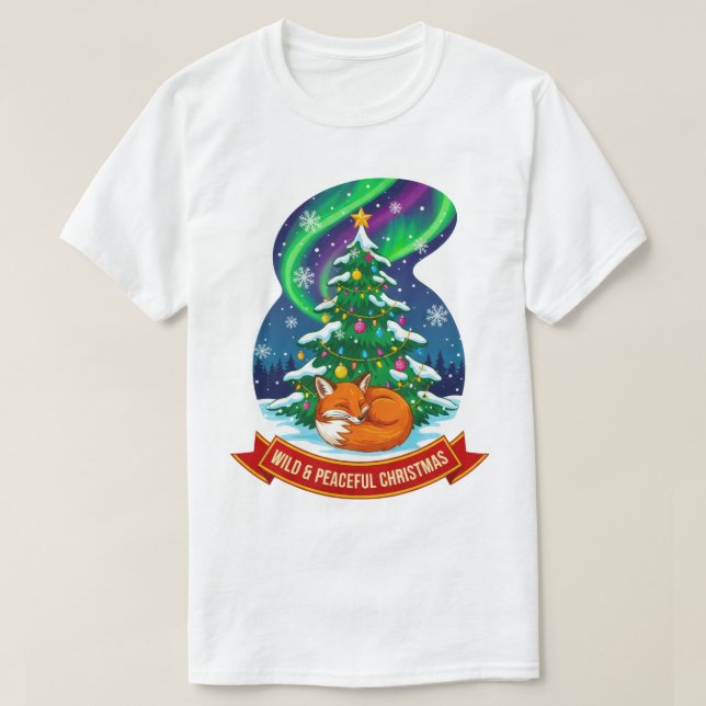 Wildes und Friedliches Weihnachtsfoxdesign T-Shirt (Design vorne)